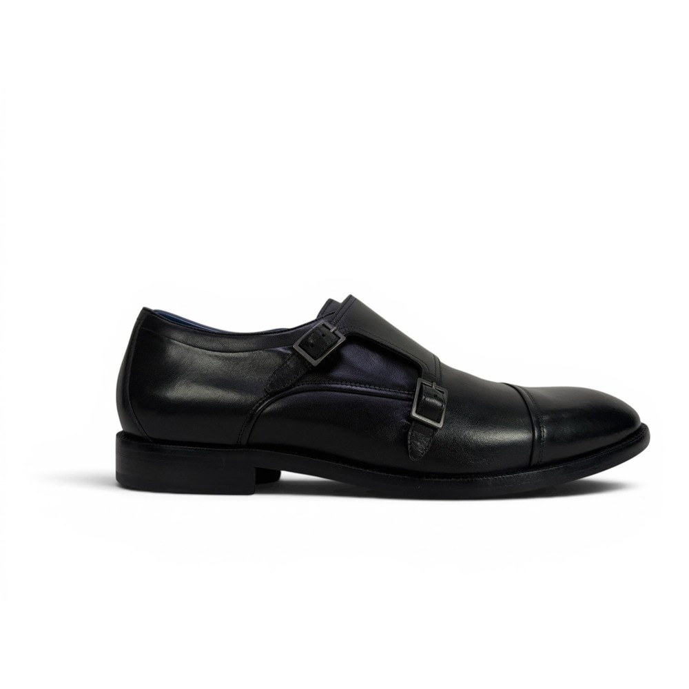 Cole Haan Harrison Monk Dress Shoe Mens 11 M Black Leather Double Strap C36760